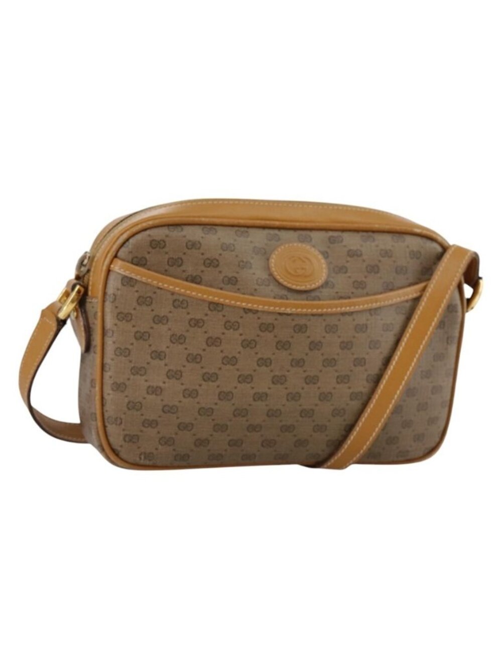Authentic GUCCI Micro GG Supreme Shoulder Bag PVC Beige Gold 007 904 0095